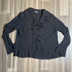 41 Elementz Button Down Sheer Sparkle Top